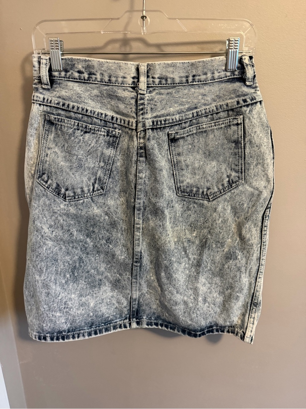Vintage Unleaded High Waisted Acid Wash Denim Pencil Mini Skirt Blue S - Picture 4 of 6